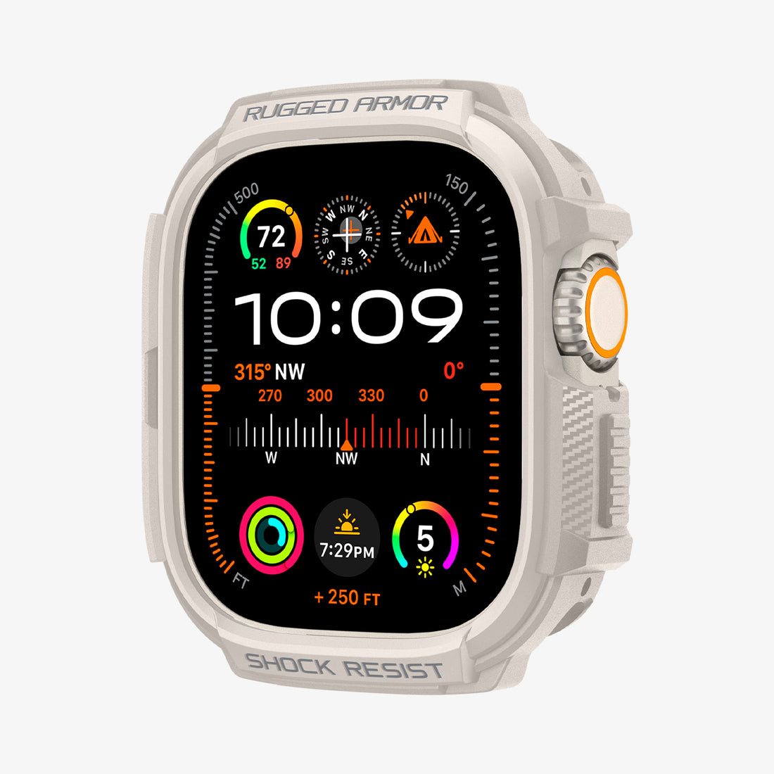 Biały i szary Apple Watch z godziną 10:09. Białe tło.