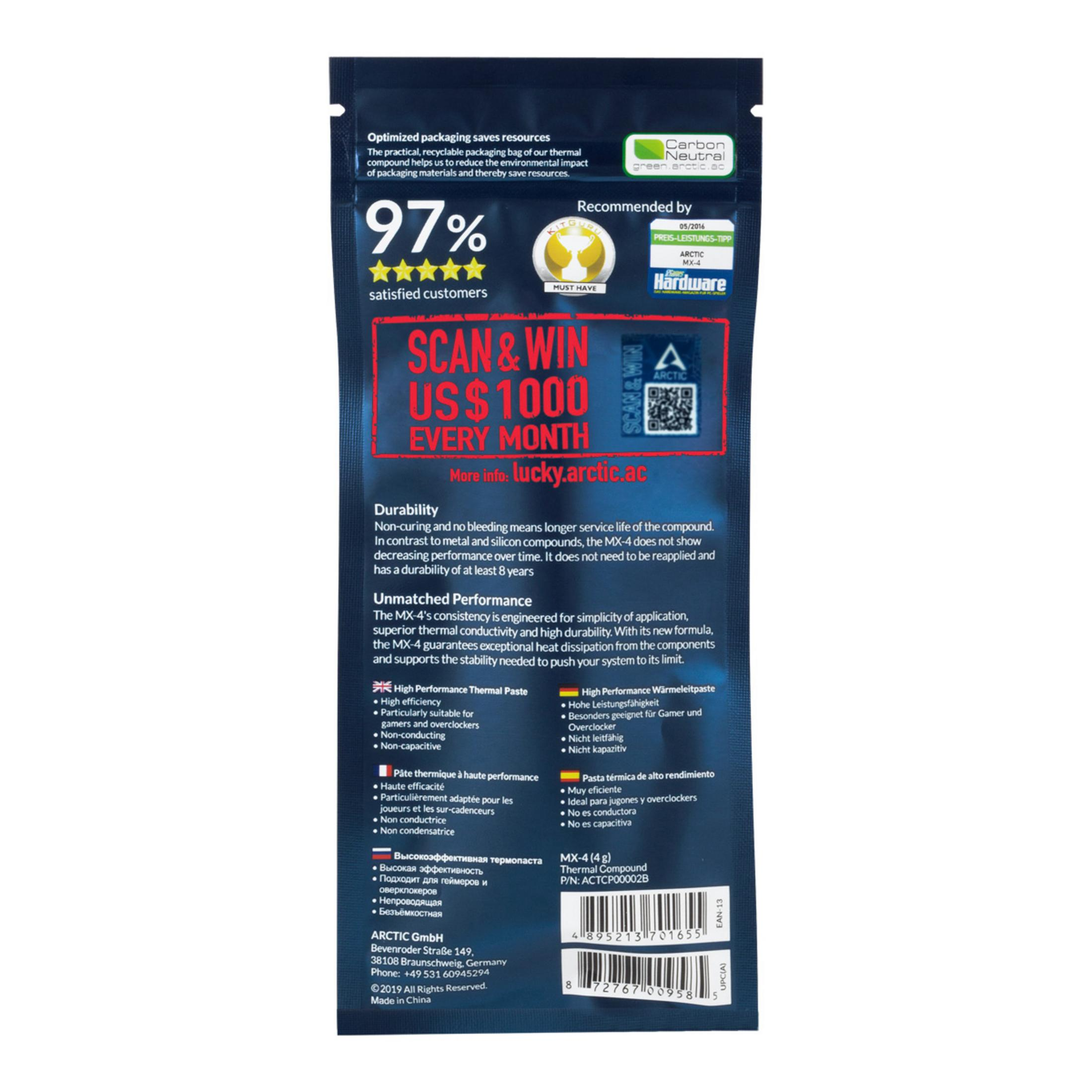 Opakowanie produktu z tekstem i grafiką o paście termoprzewodzącej.