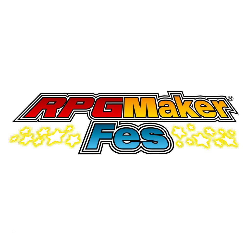 Logo mit rotem, gelbem und blauem Text: RPG Maker Fest, mit Sternen.