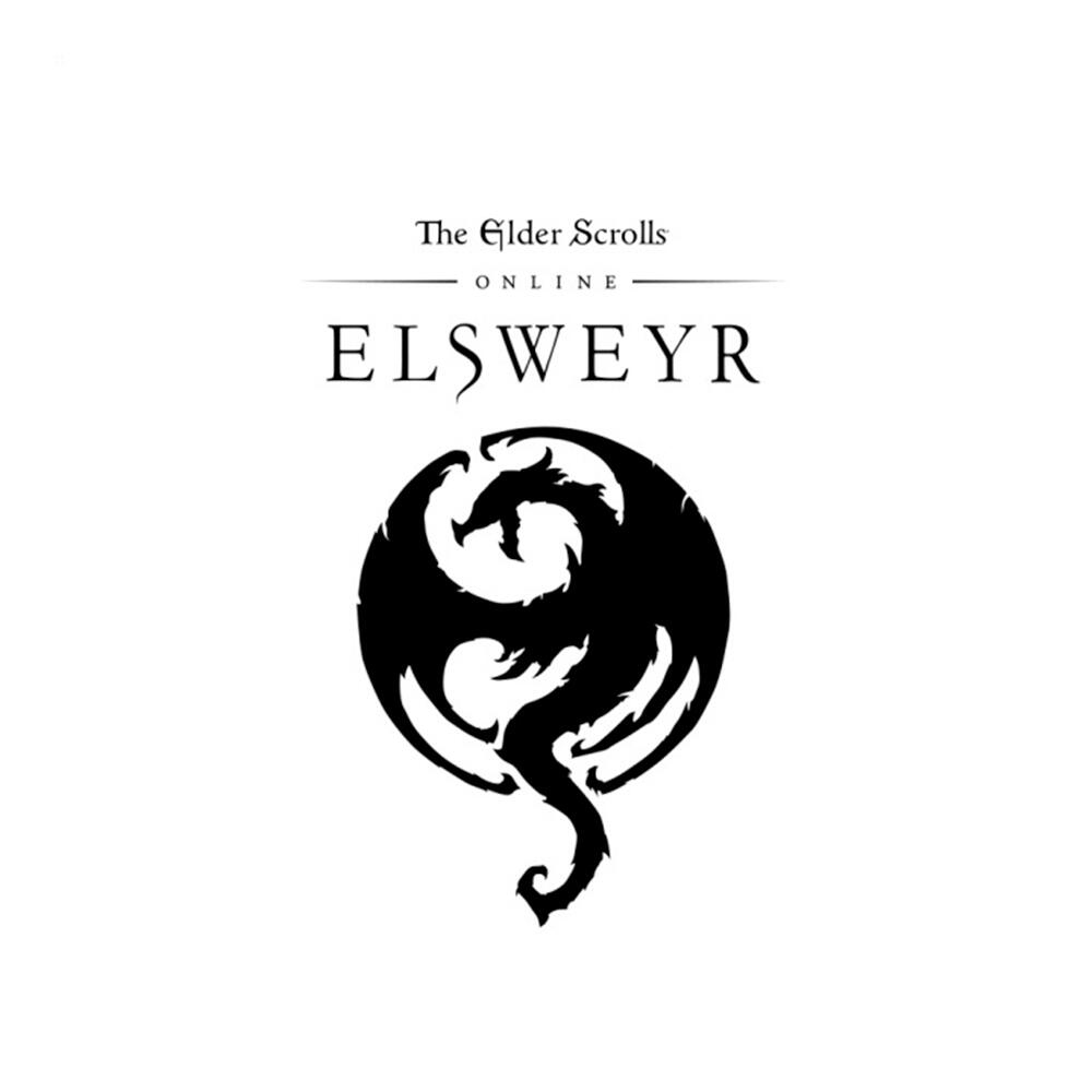 Logo The Elder Scrolls Online: Elsweyr, z sylwetką smoka w okręgu.