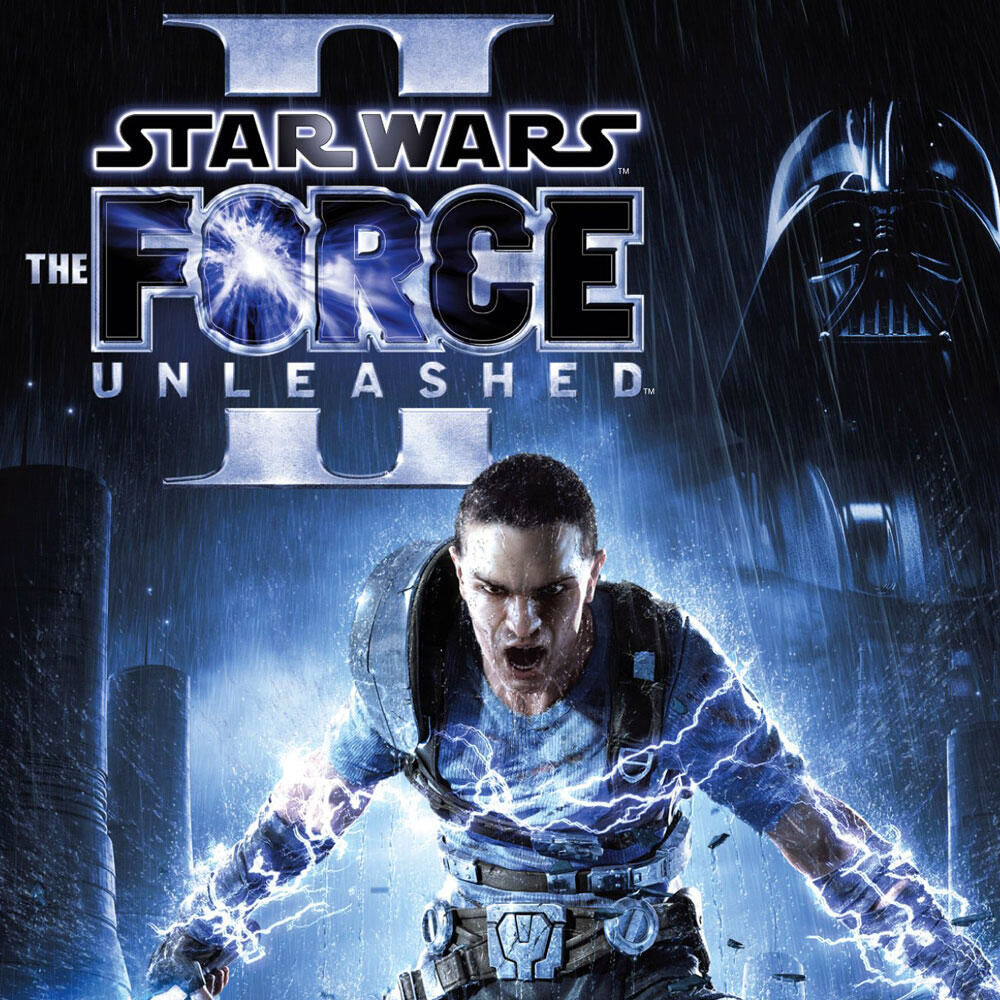 Copertina del gioco Star Wars: The Force Unleashed II. Un uomo con fulmini che emanano da lui.