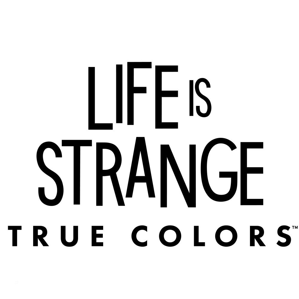 Słowa 'Life is Strange True Colors' pogrubioną czcionką na białym tle.