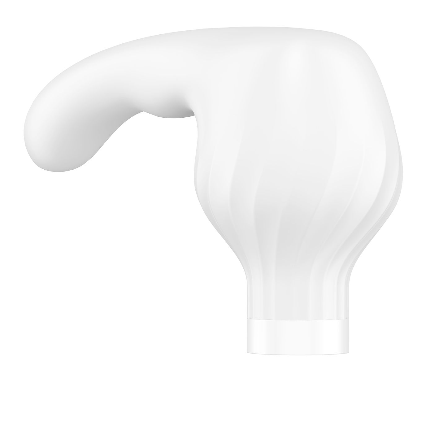 Biała głowica zabawki erotycznej, zakrzywiony kształt, przeznaczona do mocowania.