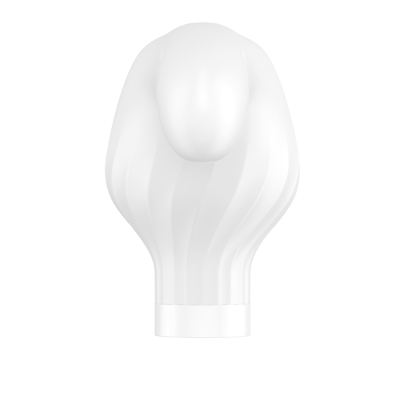 Głowica zabawki erotycznej, biała ze spiralnym wzorem, przeznaczona do mocowania.