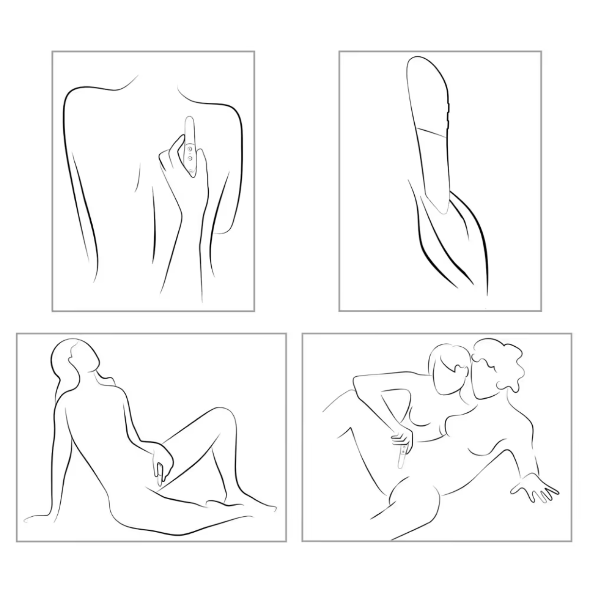 Rysunki linii przedstawiające ludzi. Jeden dotyka pleców, drugi leży, dwóch jest blisko.