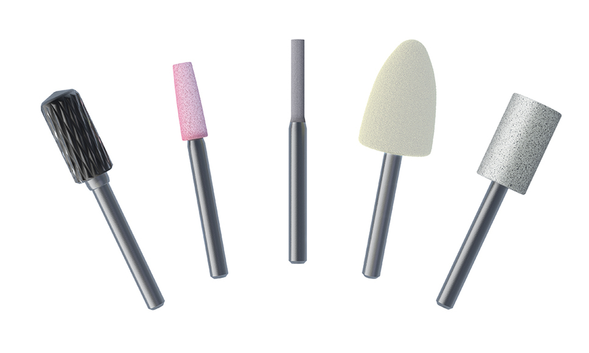 Zbliżenie akcesoriów do pielęgnacji paznokci: różne kształty i kolory, na białym tle.