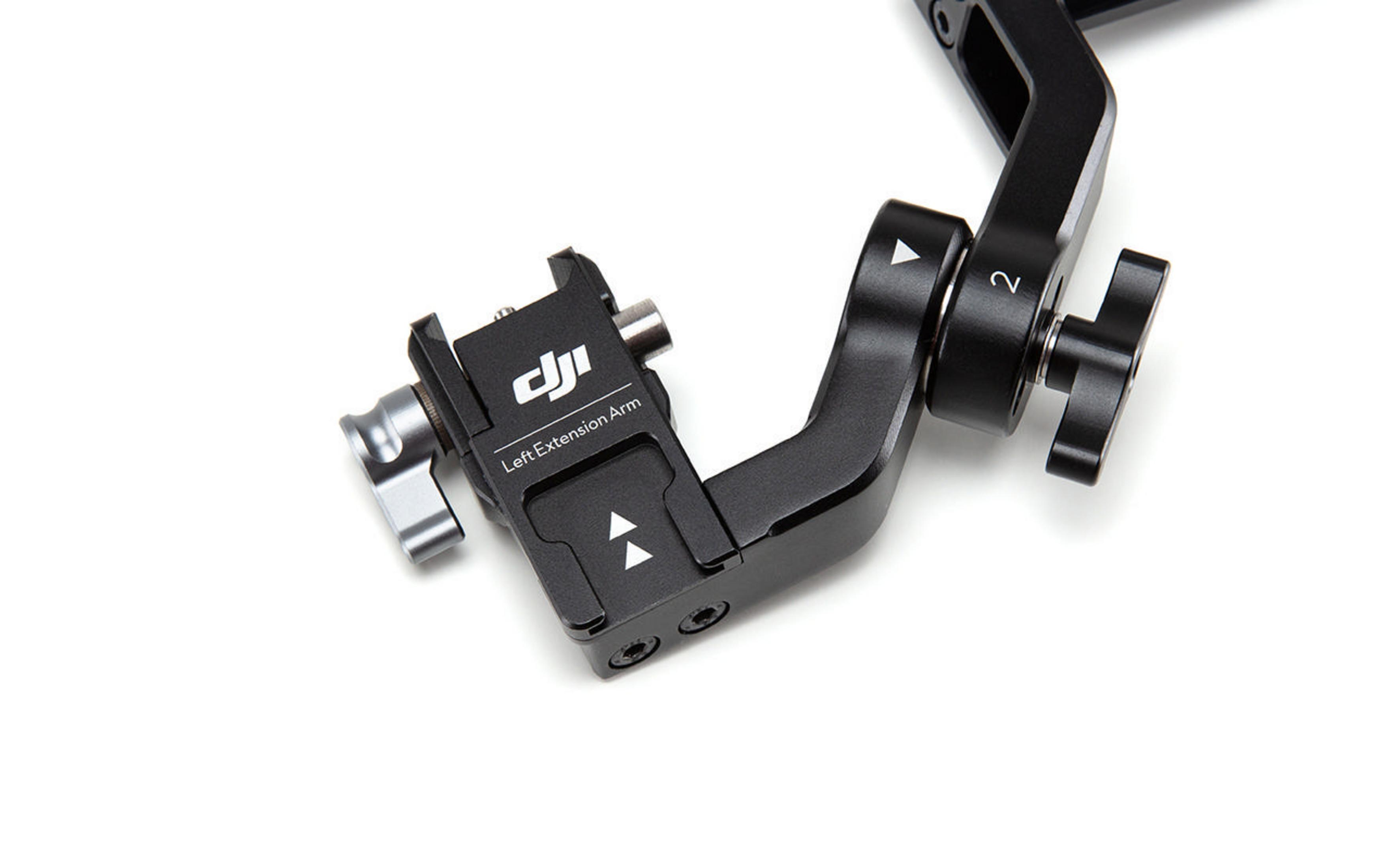 Czarny stabilizator kamery z logo DJI.