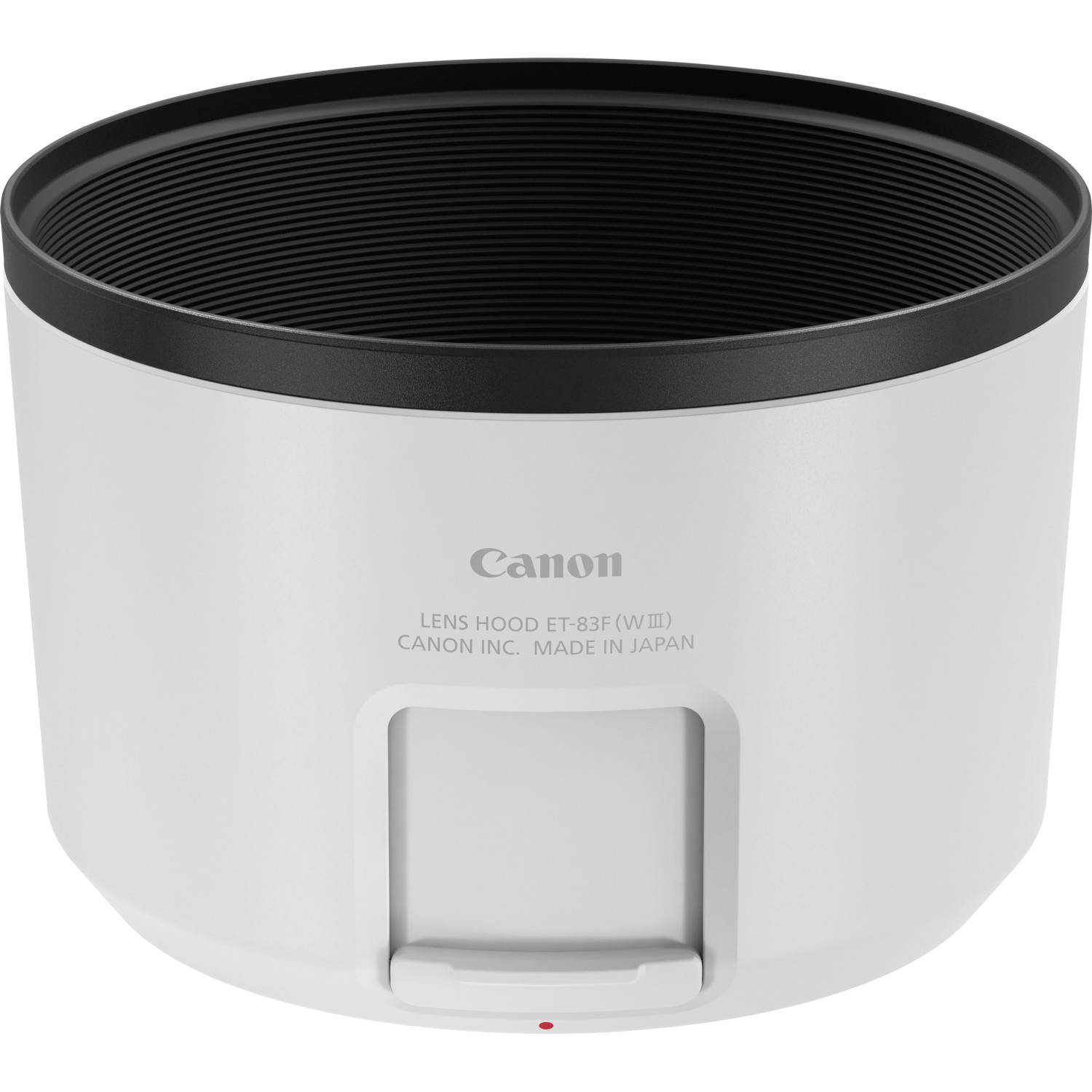 Paraluce Canon bianco con interno nero e logo Canon.