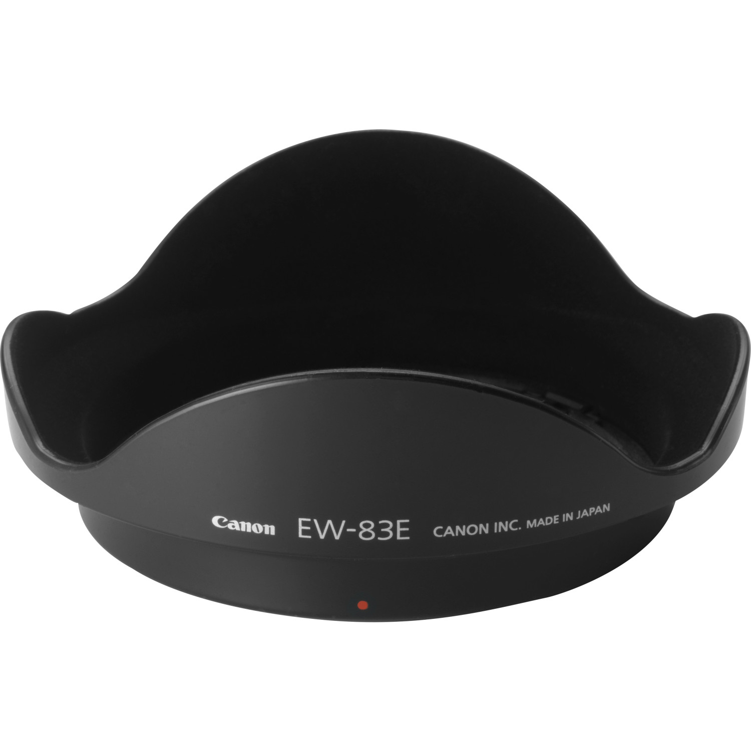 Pare-soleil noir Canon EW-83E. C'est un accessoire incurvé en forme de bol.