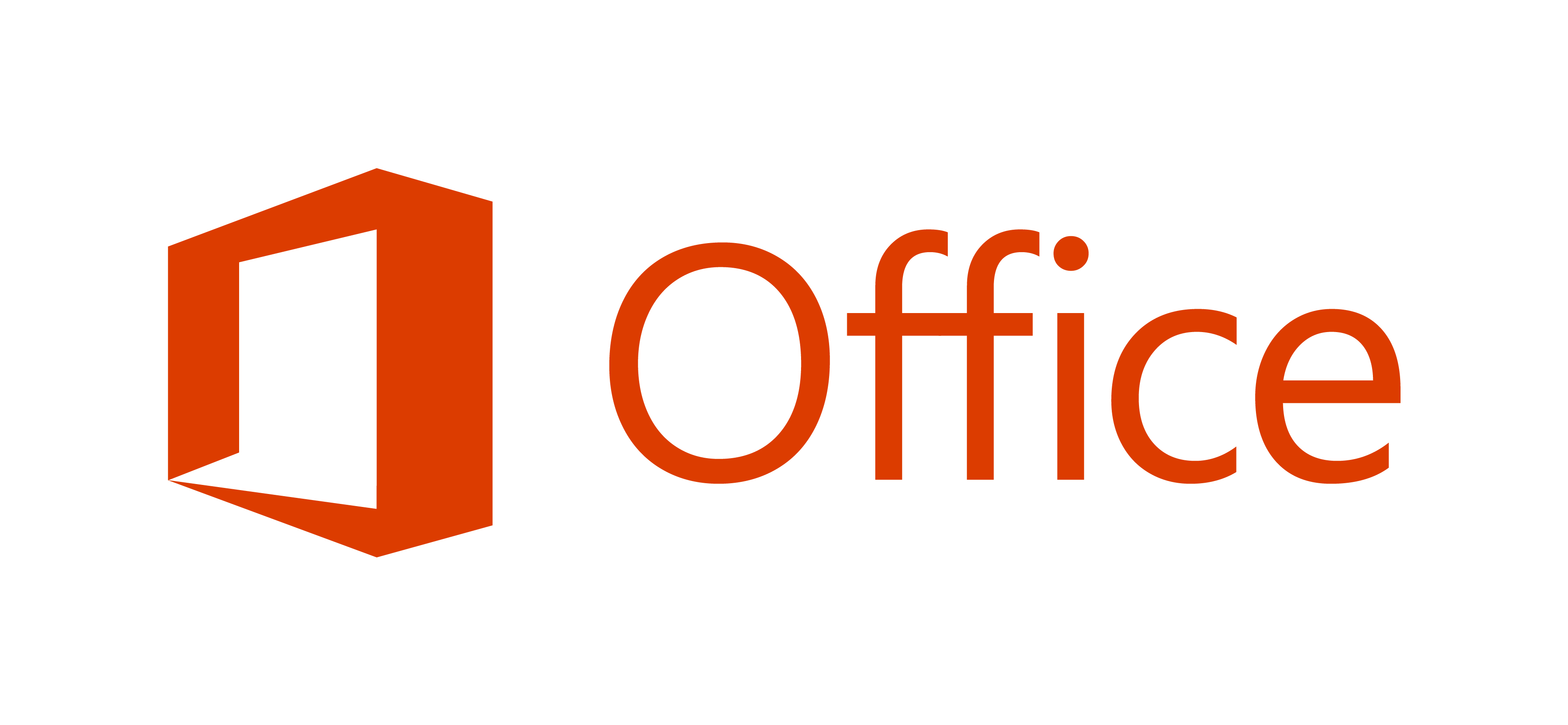 Logo Microsoft Office. Quadrato arancione con apertura finestra bianca, sfondo bianco.
