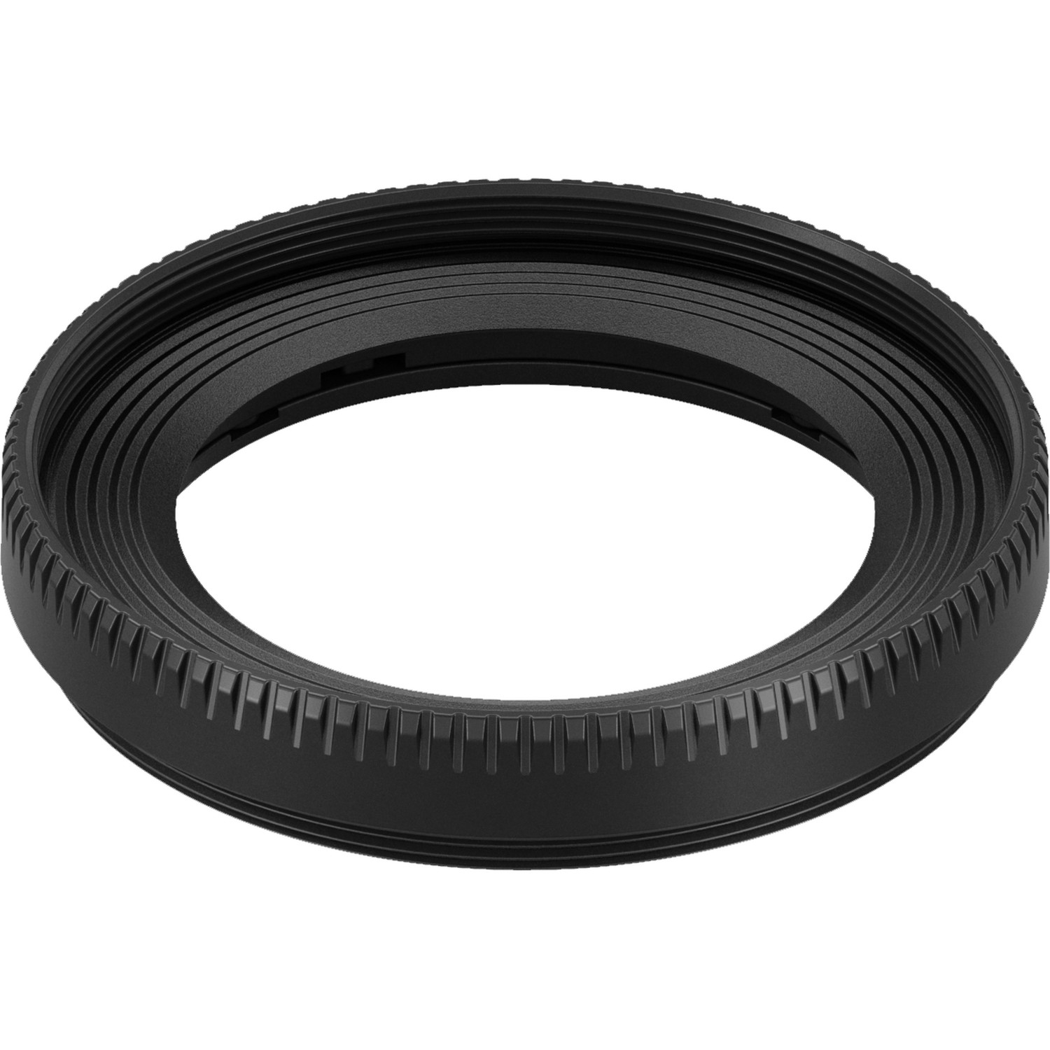 Paraluce nero. Ha la forma di un anello con esterno scanalato per l'impugnatura.