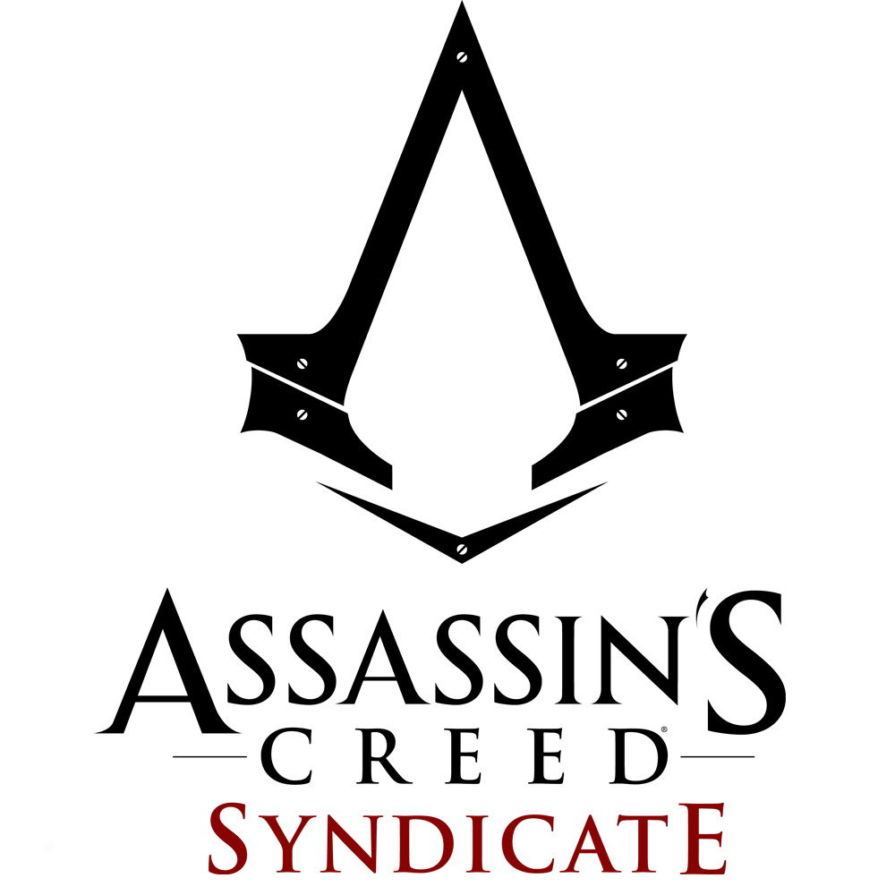 Logo Assassin's Creed Syndicate z tekstem na białym tle.