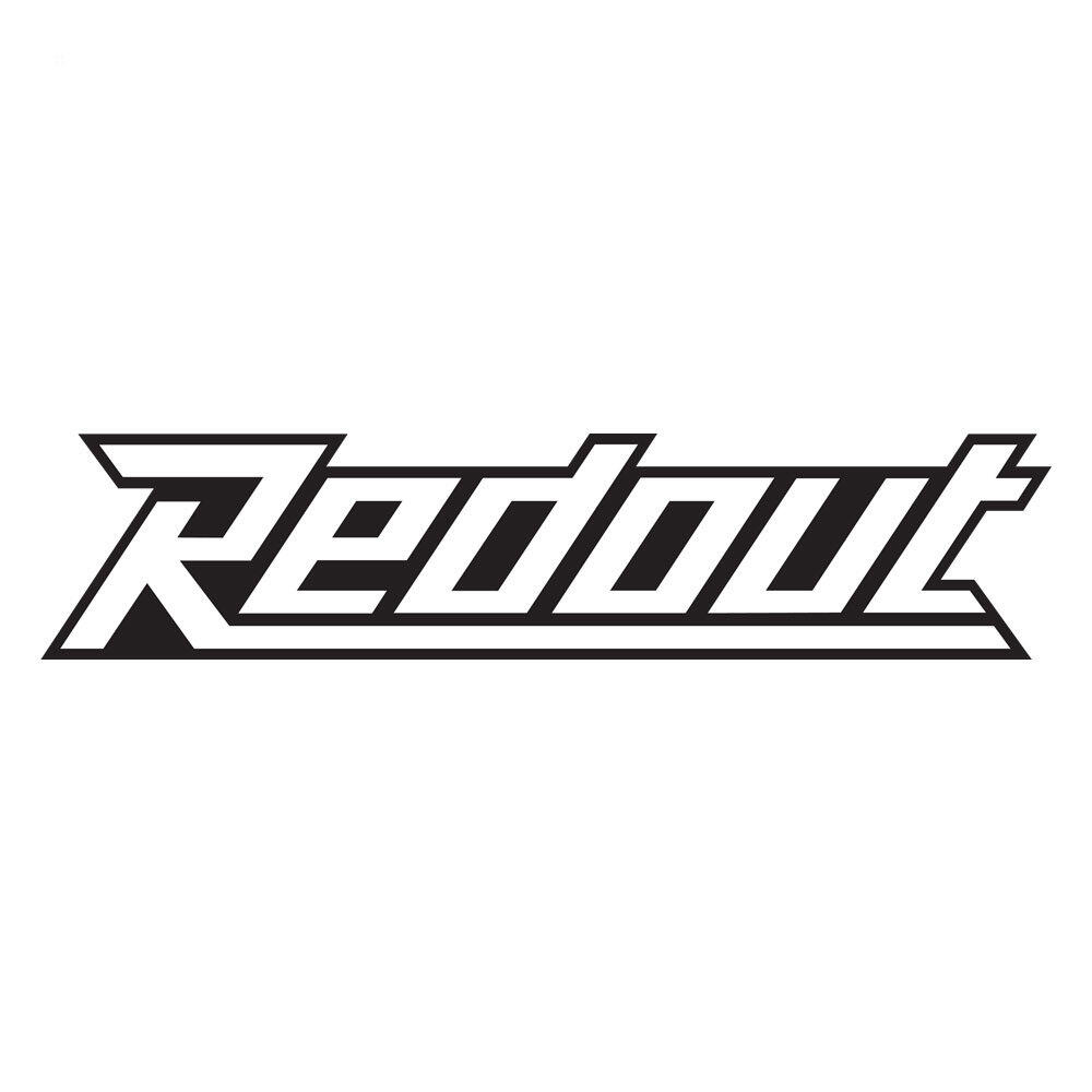 Redout-Logo in Weiß auf schwarzem Hintergrund. Fett, stilisierter Text.