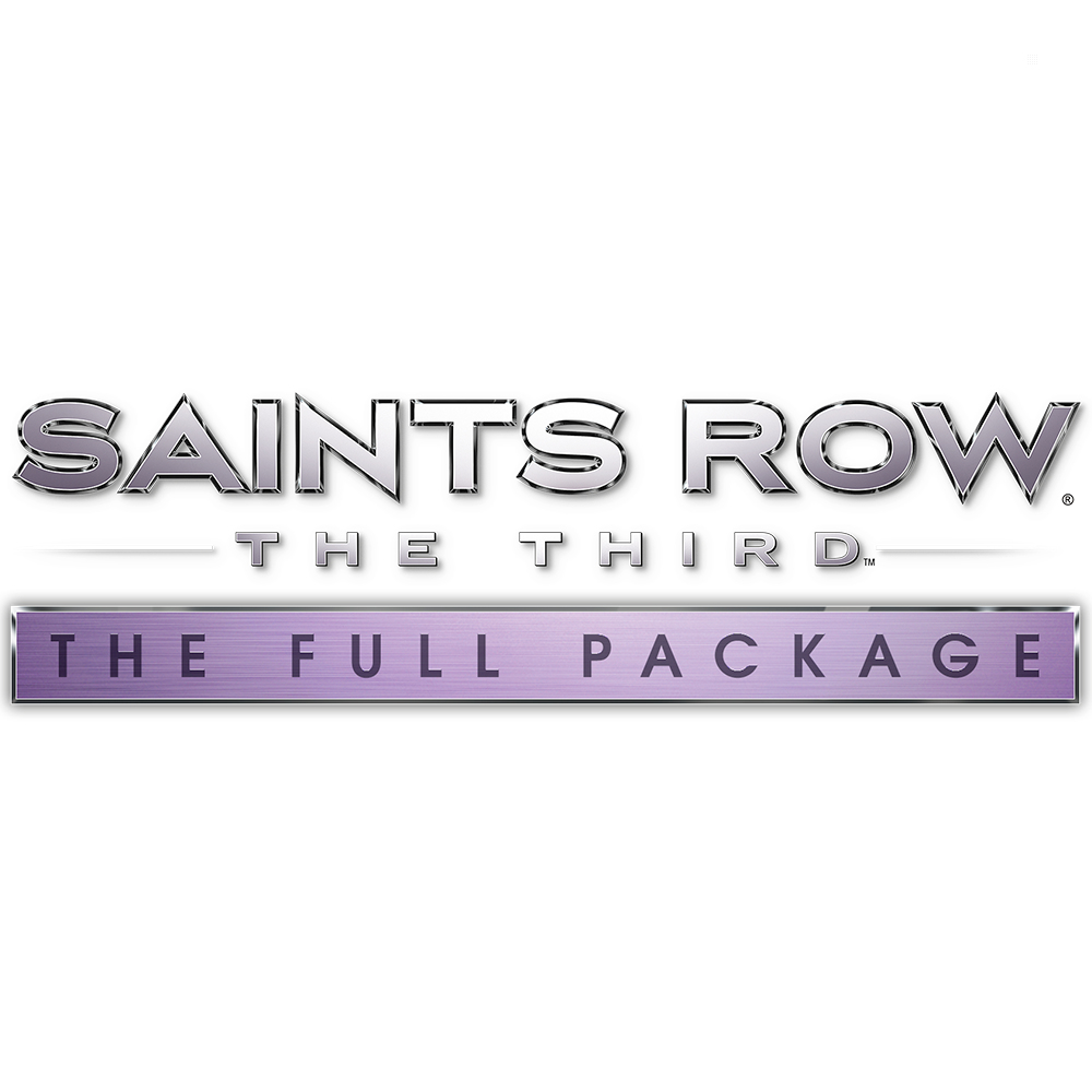 Logo gry Saints Row: The Third The Full Package na białym tle.