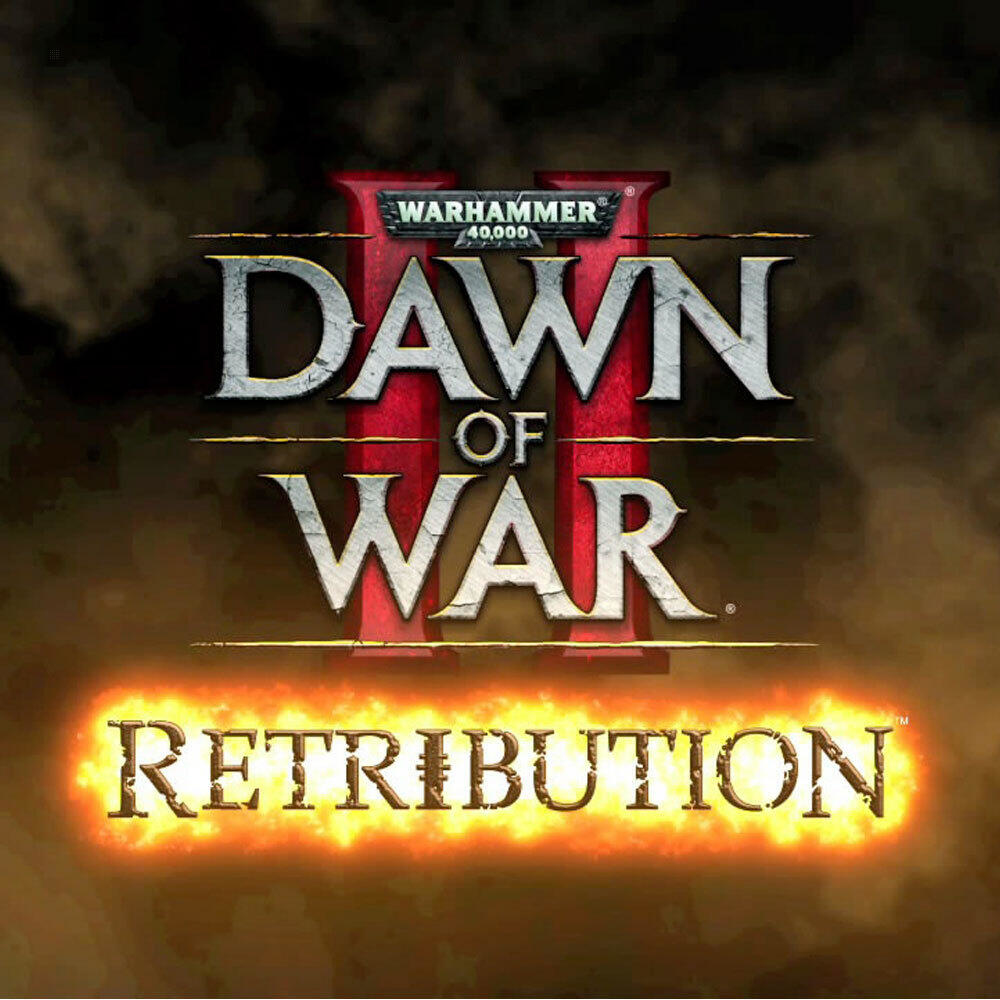 Logo gry Warhammer 40,000: Dawn of War II: Retribution z efektem ognia.