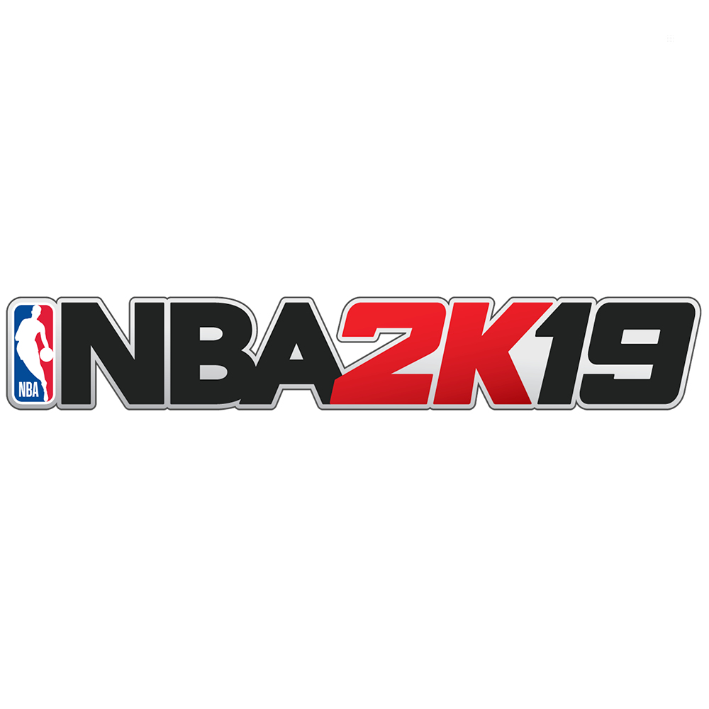 Logotipo de NBA 2K19. El texto NBA 2K19 con el logo de la NBA a la izquierda.