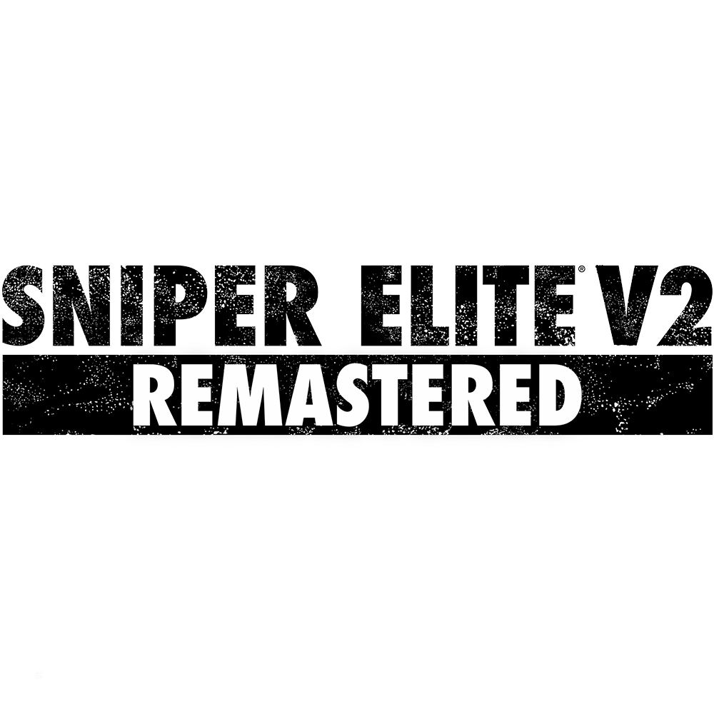 Tekst: 'Sniper Elite V2 Remastered' na białym tle.