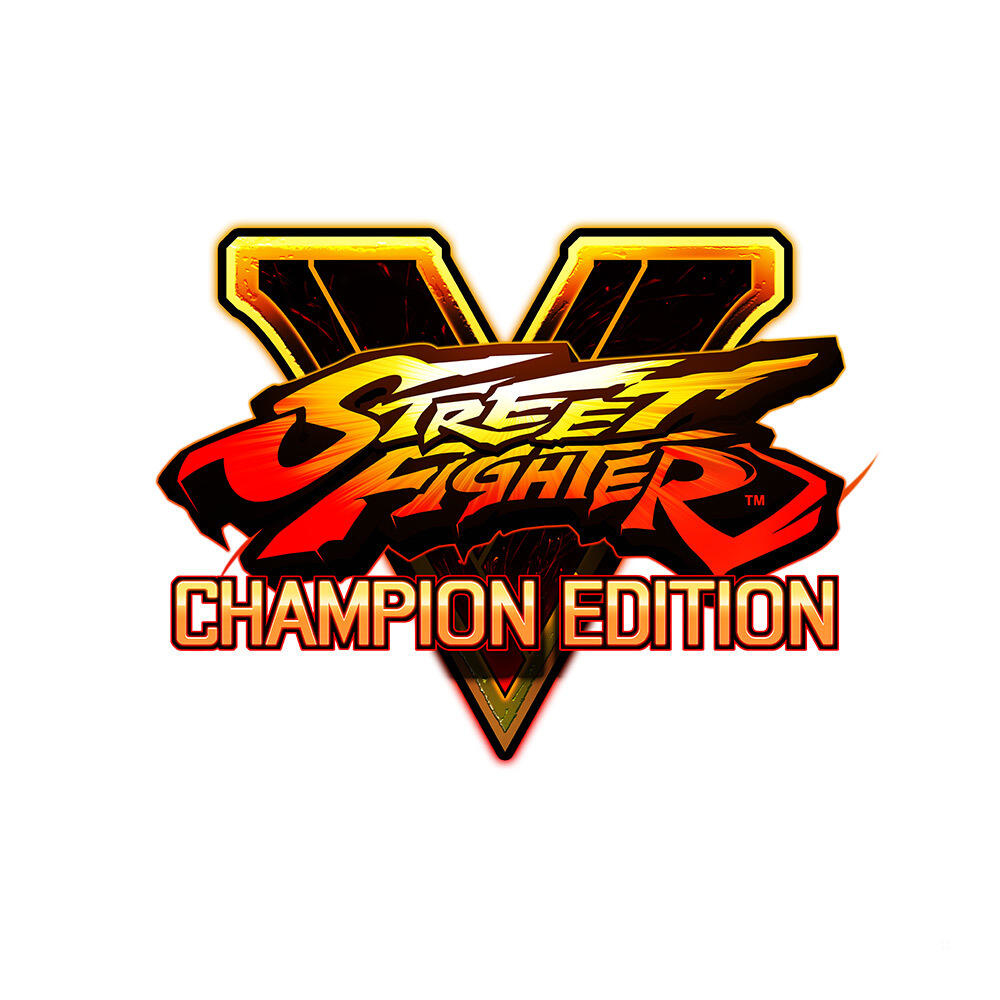 Logo Street Fighter V: Champion Edition w kolorze czerwonym, żółtym i czarnym na białym tle.