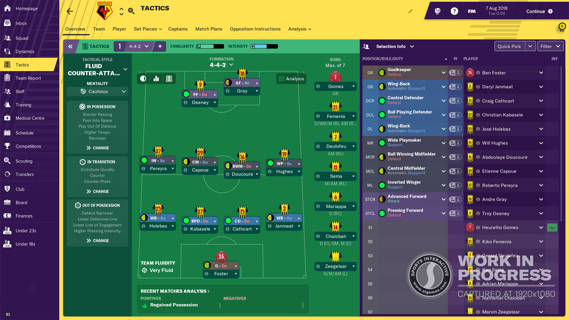 Gioco Football Manager 2019, interfaccia tattica.