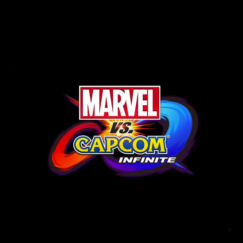 Logo del gioco Marvel vs. Capcom: Infinite su sfondo nero.