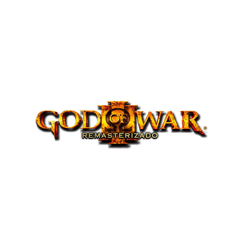 Logo gry God of War Remastered. Tekst jest w stylizowanej czcionce, a tło jest białe.