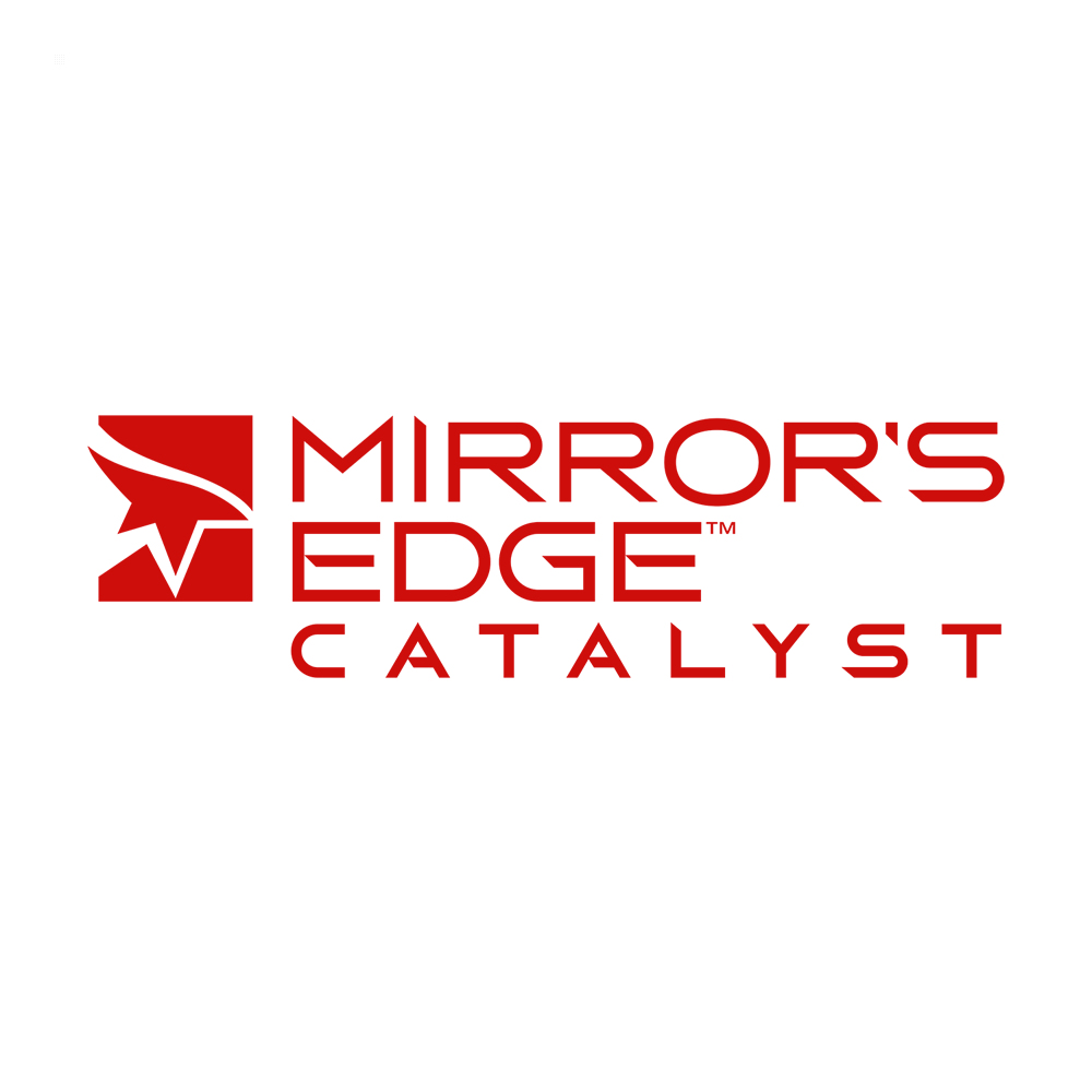 Logo Mirror's Edge Catalyst w czerwonym tekście na białym tle.