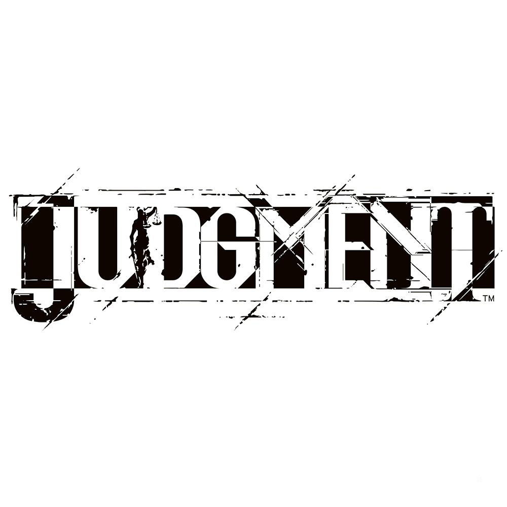 Logo Judgment. Słowo jest w białej, zniszczonej czcionce na czarnym tle.