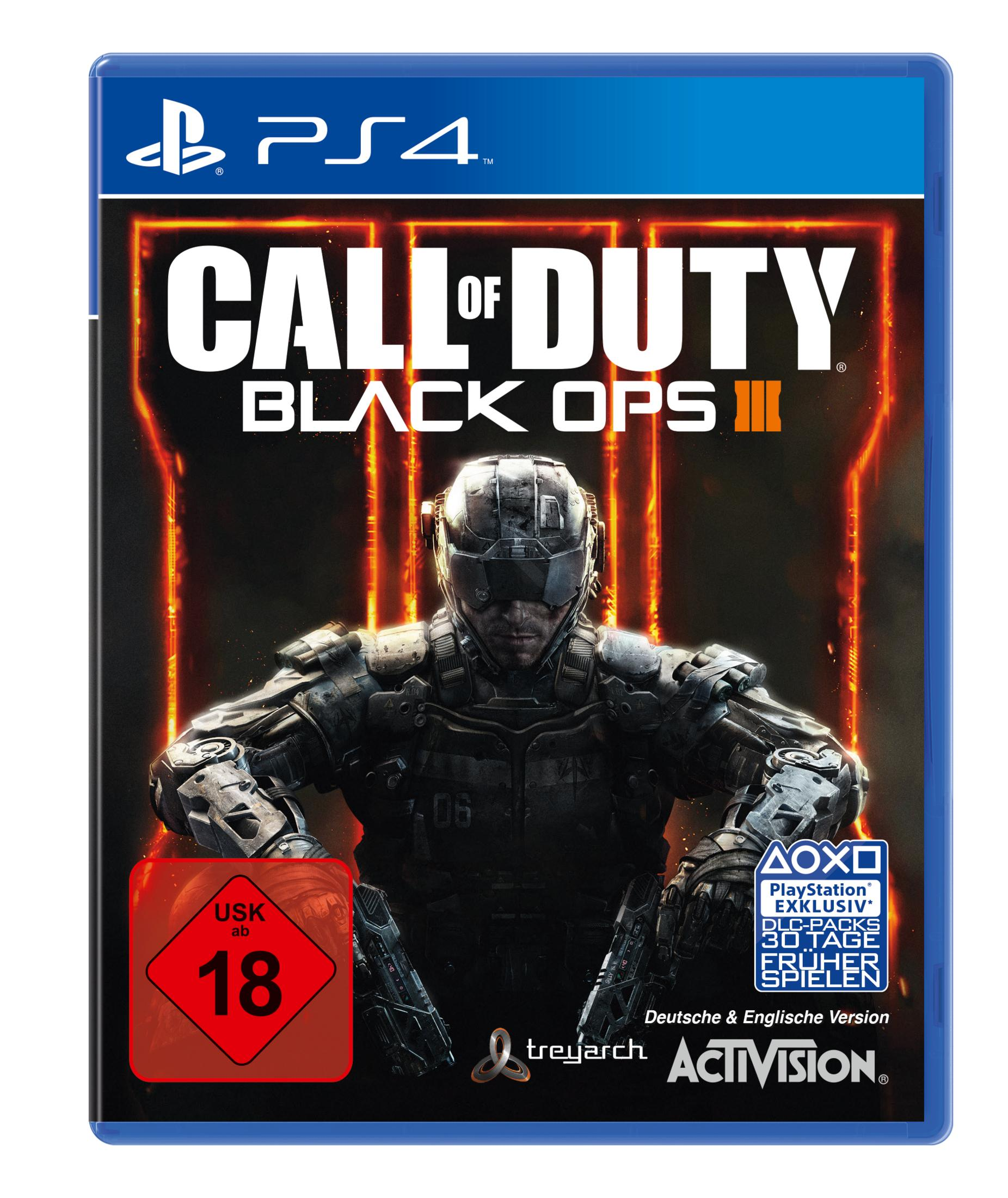 Copertina del gioco Call of Duty: Black Ops III. Un soldato in armatura è raffigurato su uno sfondo scuro.
