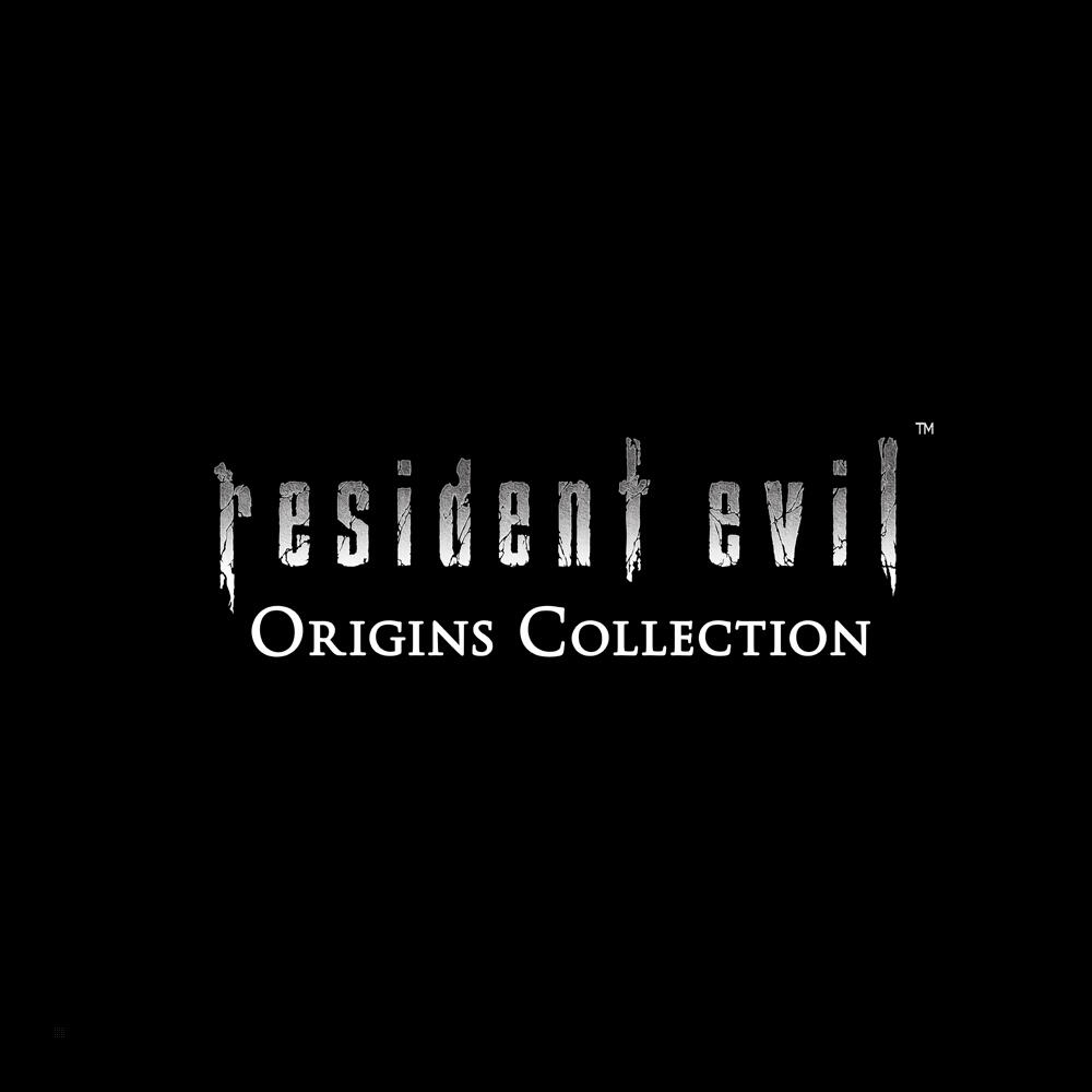 Czarne tło z białym logo 'Resident Evil Origins Collection'. Tekst 'Evil' jest skapujący.