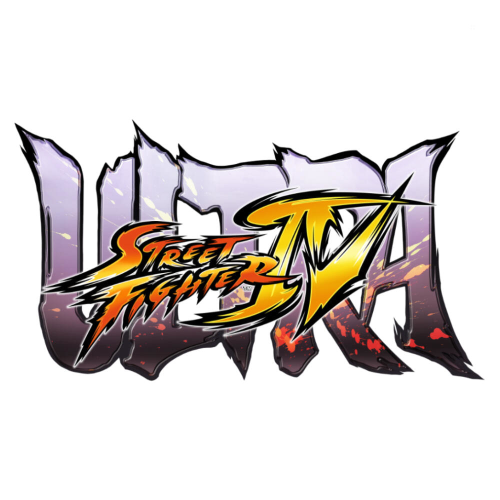 Logo Ultra Street Fighter IV. Pogrubiony, kolorowy tekst z białym tłem.