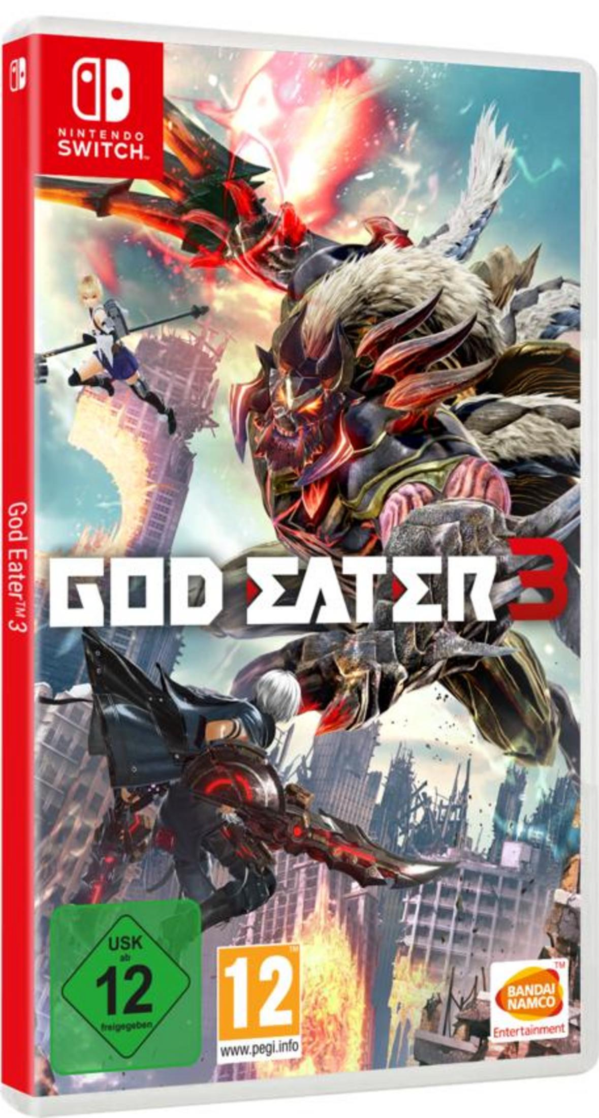 God Eater 3-Spielcover. Zwei Charaktere kämpfen gegen ein Monster.