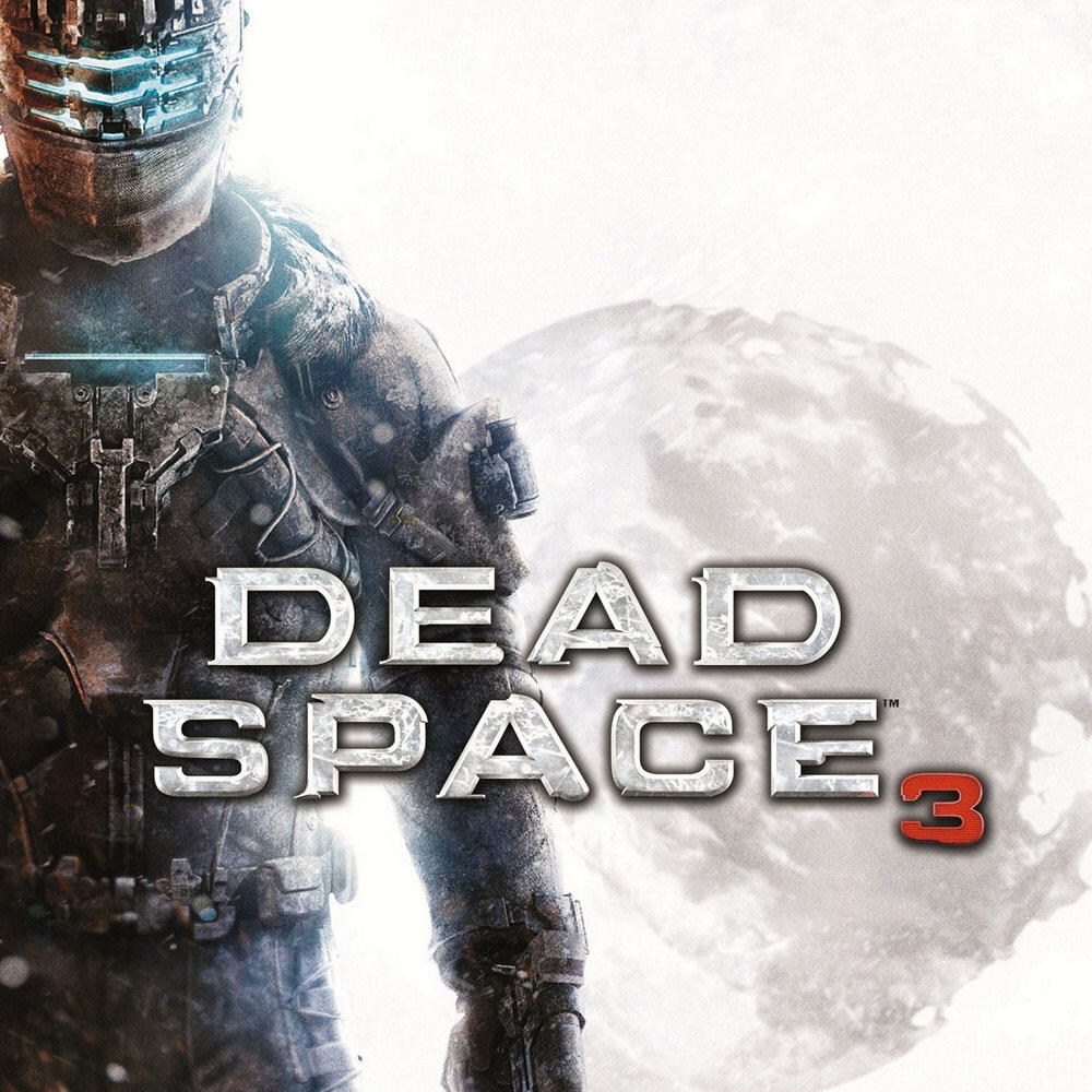 Pudełko gry Dead Space 3. Astronauta z bronią, księżyc w tle, tytuł gry.