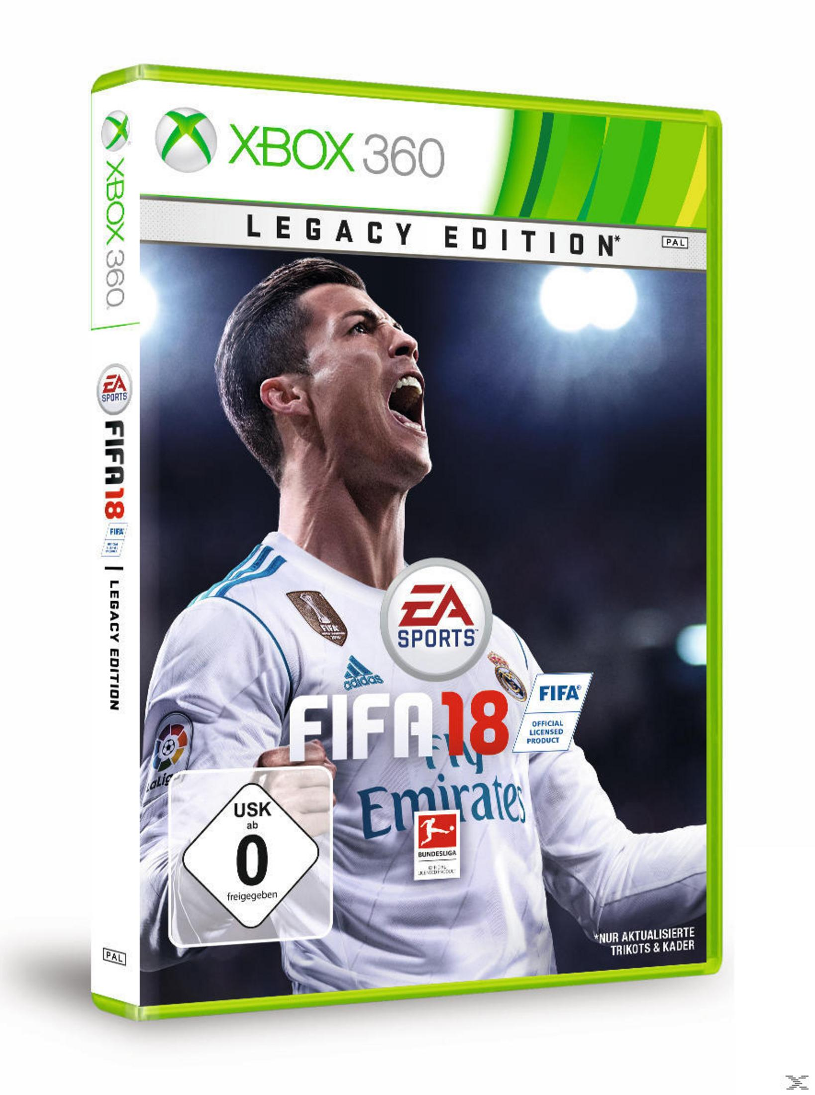 FIFA 18 Legacy Edition Spiel-Cover, Cristiano Ronaldo auf dem Cover, in weißem Trikot.