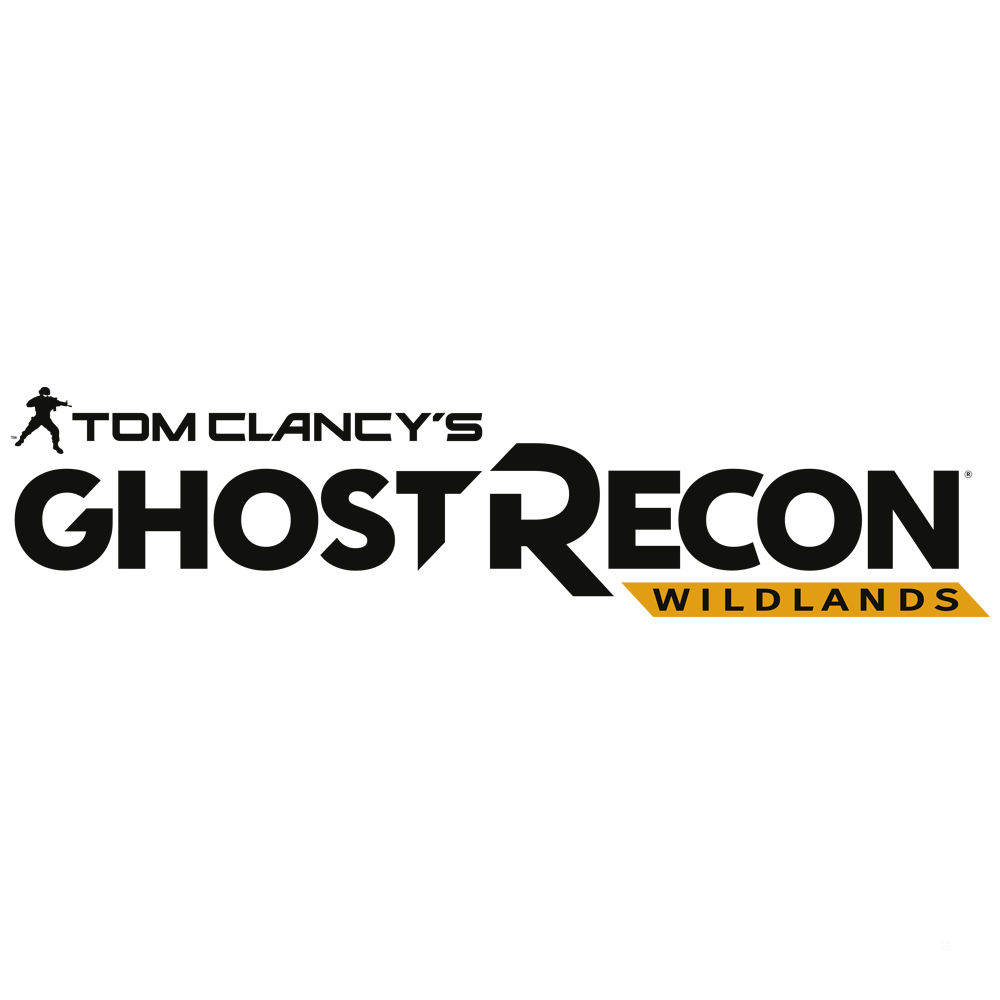 Czarno-białe logo Ghost Recon Wildlands na białym tle. Pokazano sylwetkę.