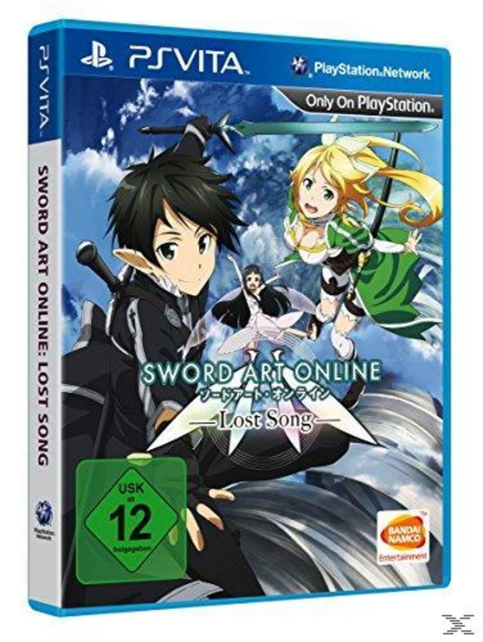 Spielcover: Sword Art Online: Lost Song. Anime-Charaktere auf weißem Hintergrund mit japanischem Text und Logo.