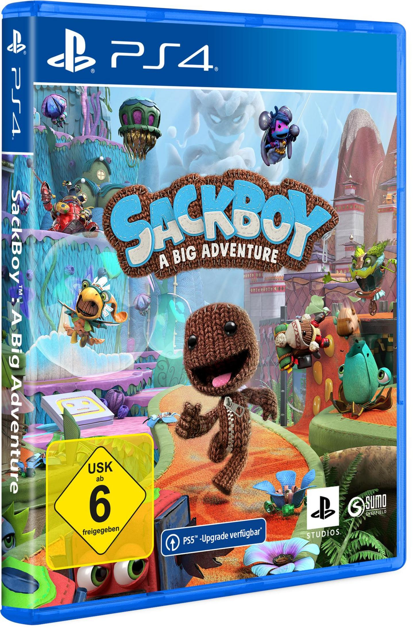 Copertina del gioco Sackboy: A Big Adventure. Sackboy è al centro, circondato da creature fantastiche colorate.