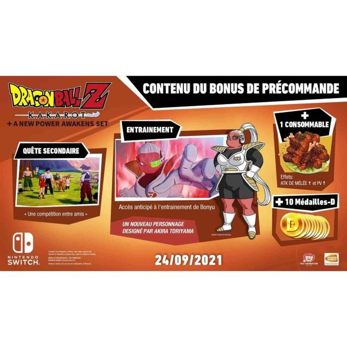 Reklama zawartości bonusowej za zamówienie przedpremierowe Dragon Ball Z: Kakarot. Zawiera nową postać i przedmioty.