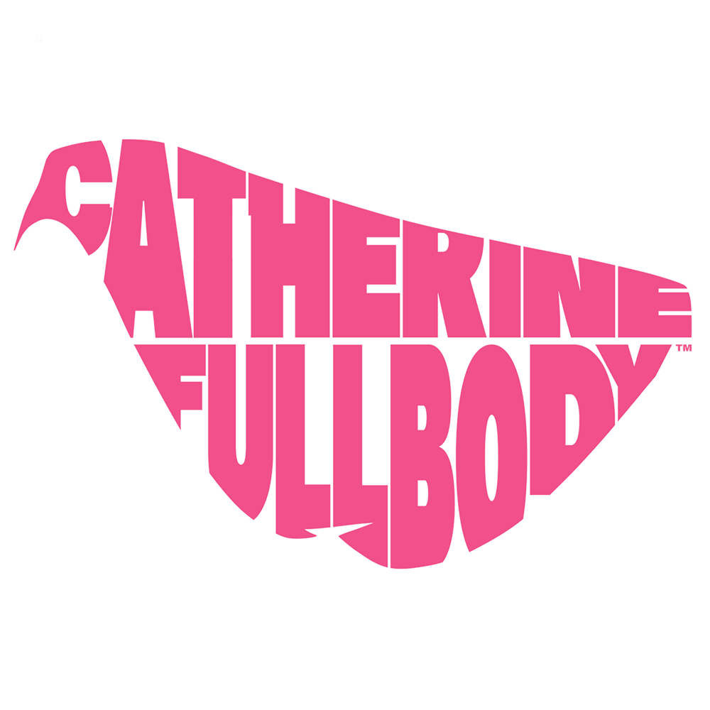 Logo Catherine Full Body. Zawiera tekst 'CATHERINE FULLBODY' w kolorze różowym na białym tle.