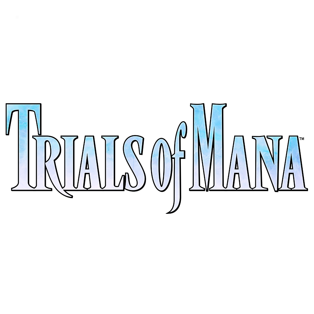 Il logo di Trials of Mana su sfondo bianco. Il testo è in un font stilizzato.