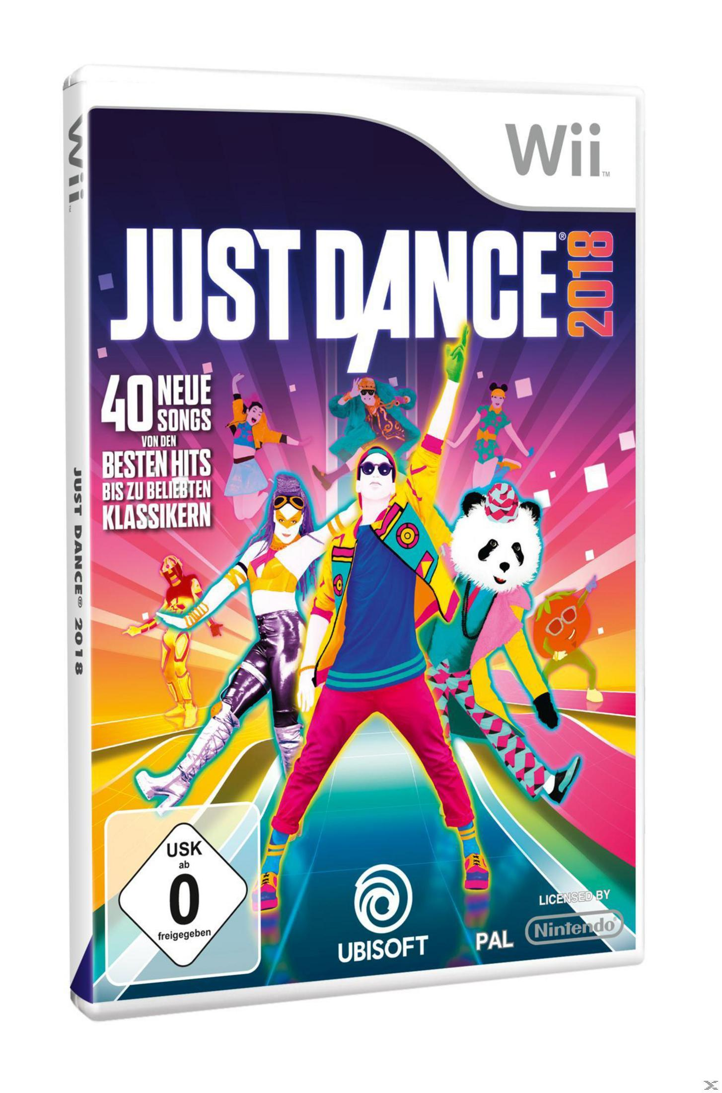 Spielcover von Just Dance 2018. Mit Tänzern, Titel und Wii-Logo.