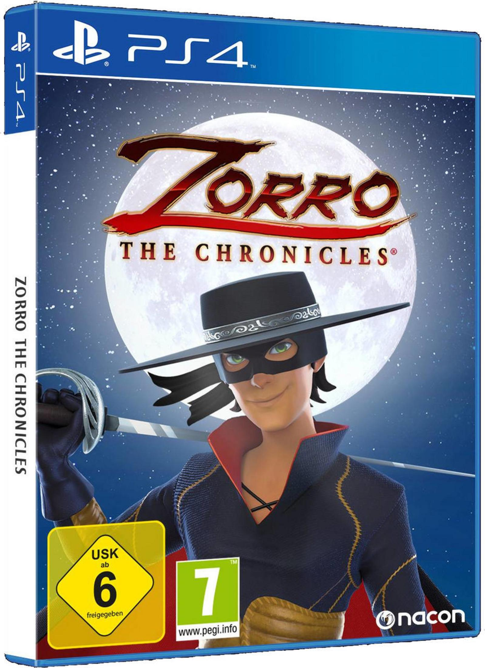 Jaquette de Zorro The Chronicles. Zorro est montré devant une pleine lune.