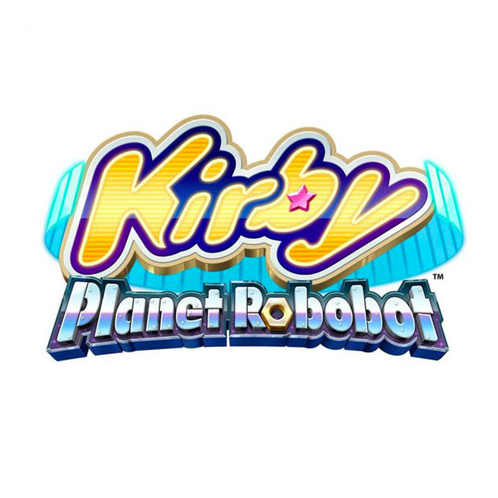 Logo gry Kirby Planet Robot. Tytuł 'Kirby' jest w stylizowanej czcionce. 'Planet Robot' poniżej.
