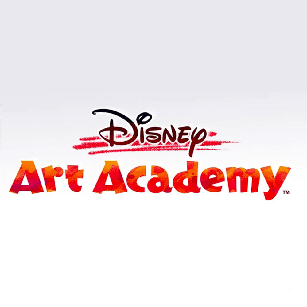 Logo Disney Art Academy z czerwonymi i pomarańczowymi kolorami na białym tle.