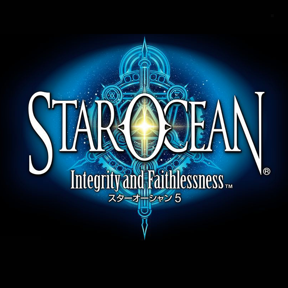 Okładka gry Star Ocean. Tytuł jest w białym tekście, a niebieski wzór z symbolem w kształcie gwiazdy jest pokazany.