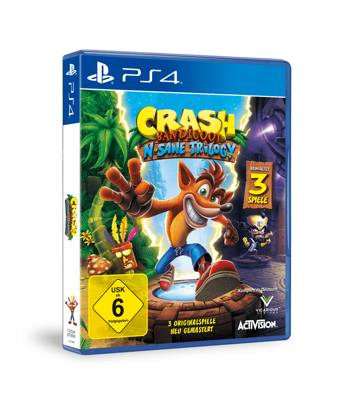 Okładka gry Crash Bandicoot N. Sane Trilogy. Postać znajduje się na środku okładki.