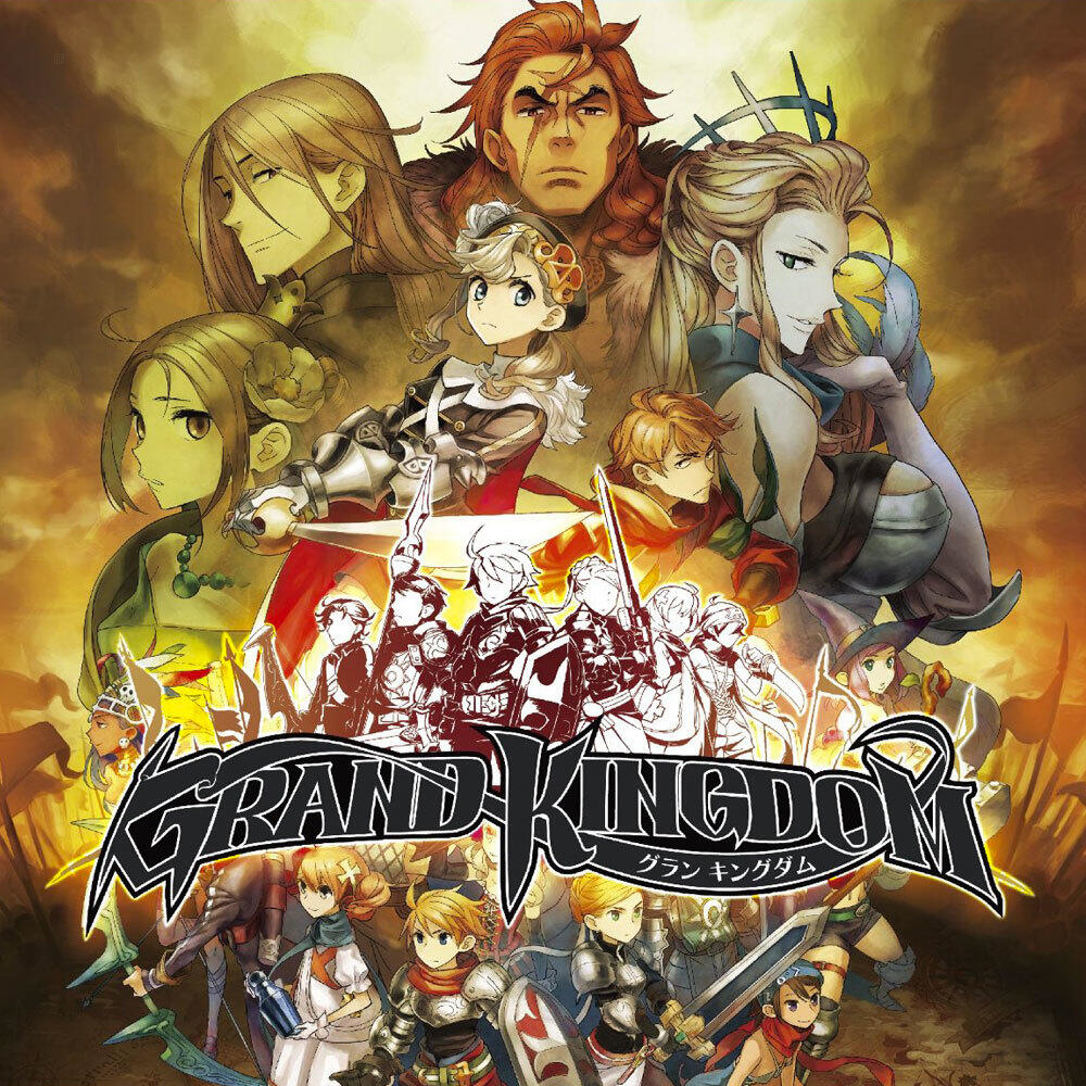 Spieledesign mit Anime-Charakteren. Titel: Grand Kingdom.