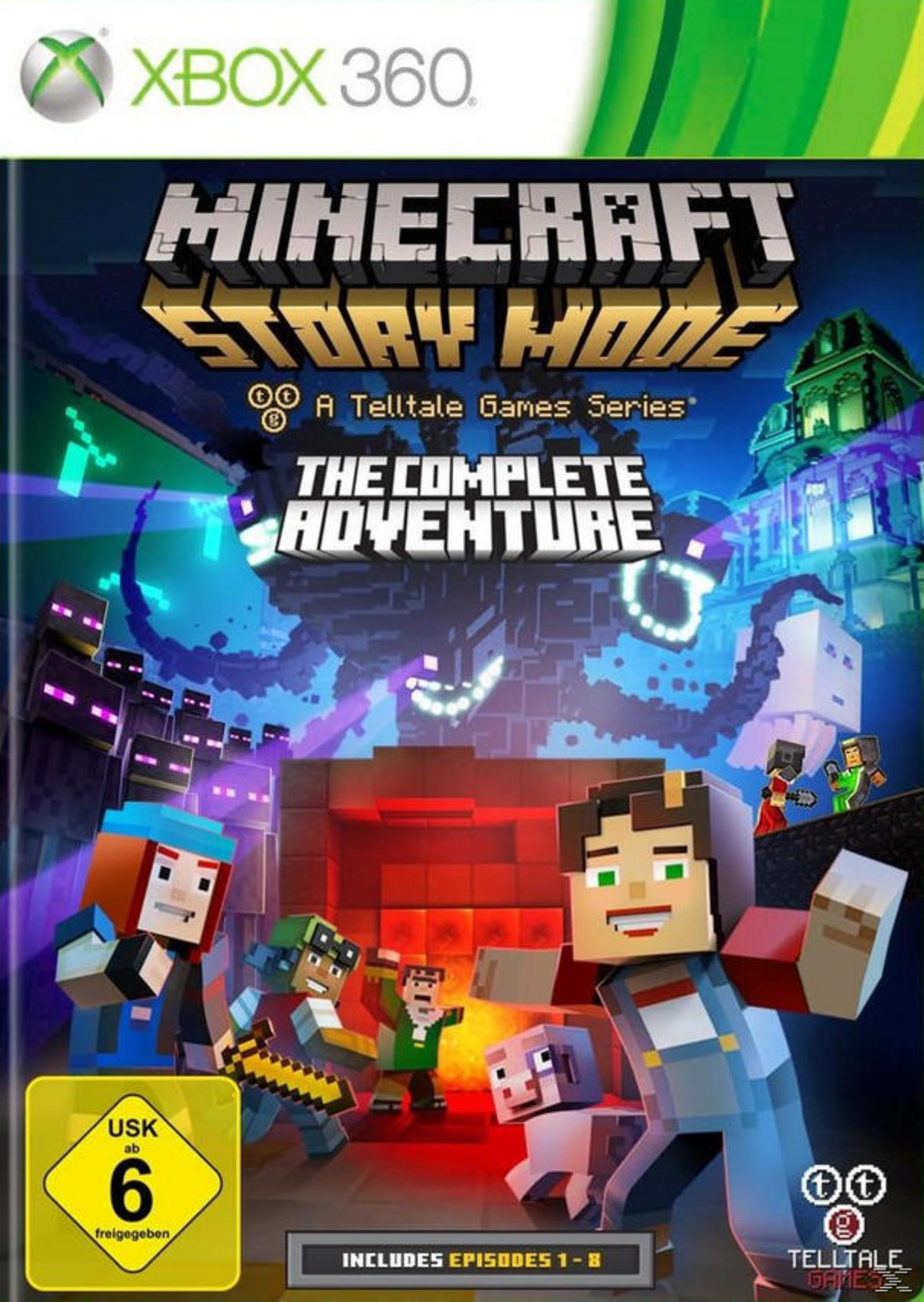 Spiel-Cover: Minecraft-Charaktere, der Titel 'Minecraft Story Mode: The Complete Adventure'.