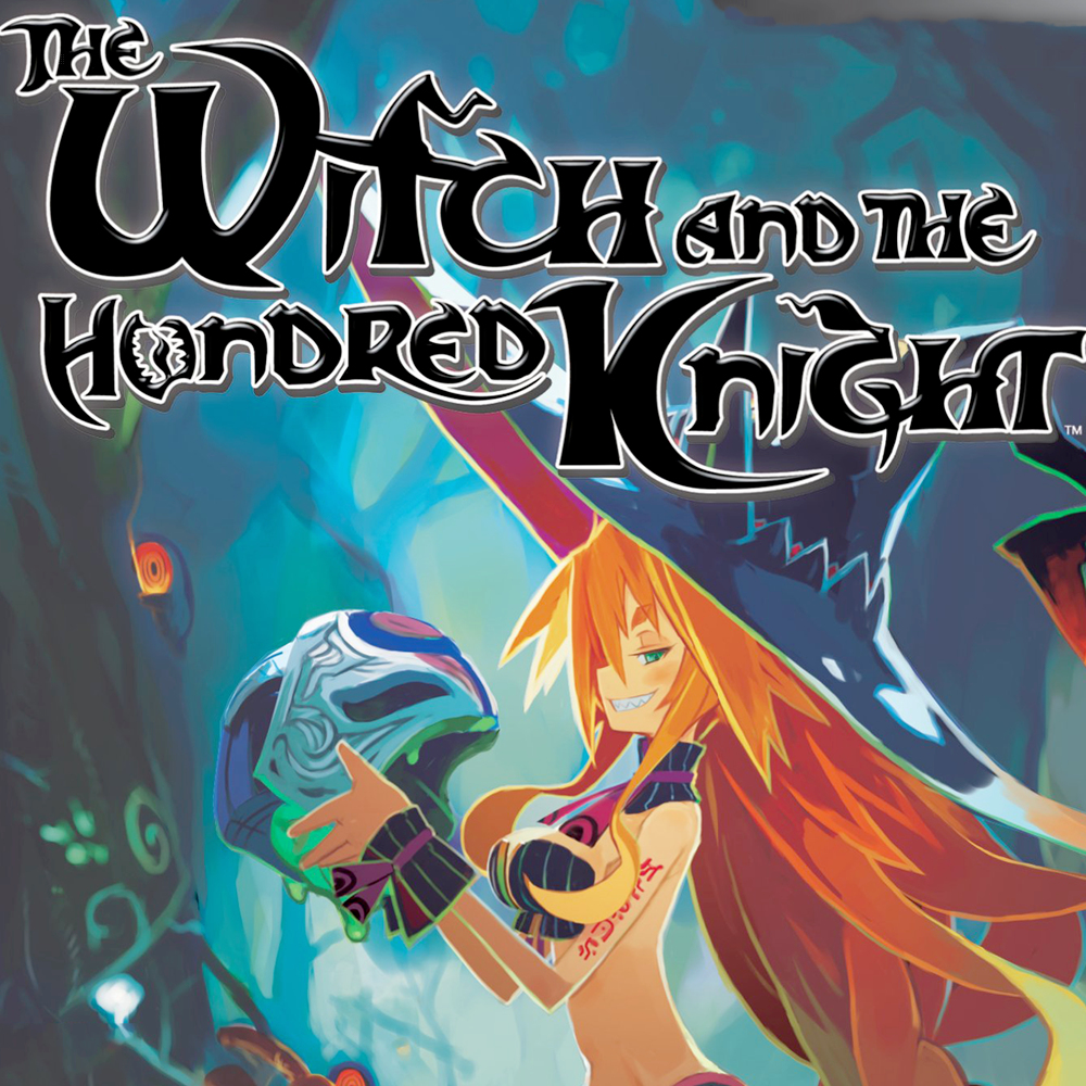 Okładka gry The Witch and the Hundred Knight, kobieta i wiedźma z hełmem.