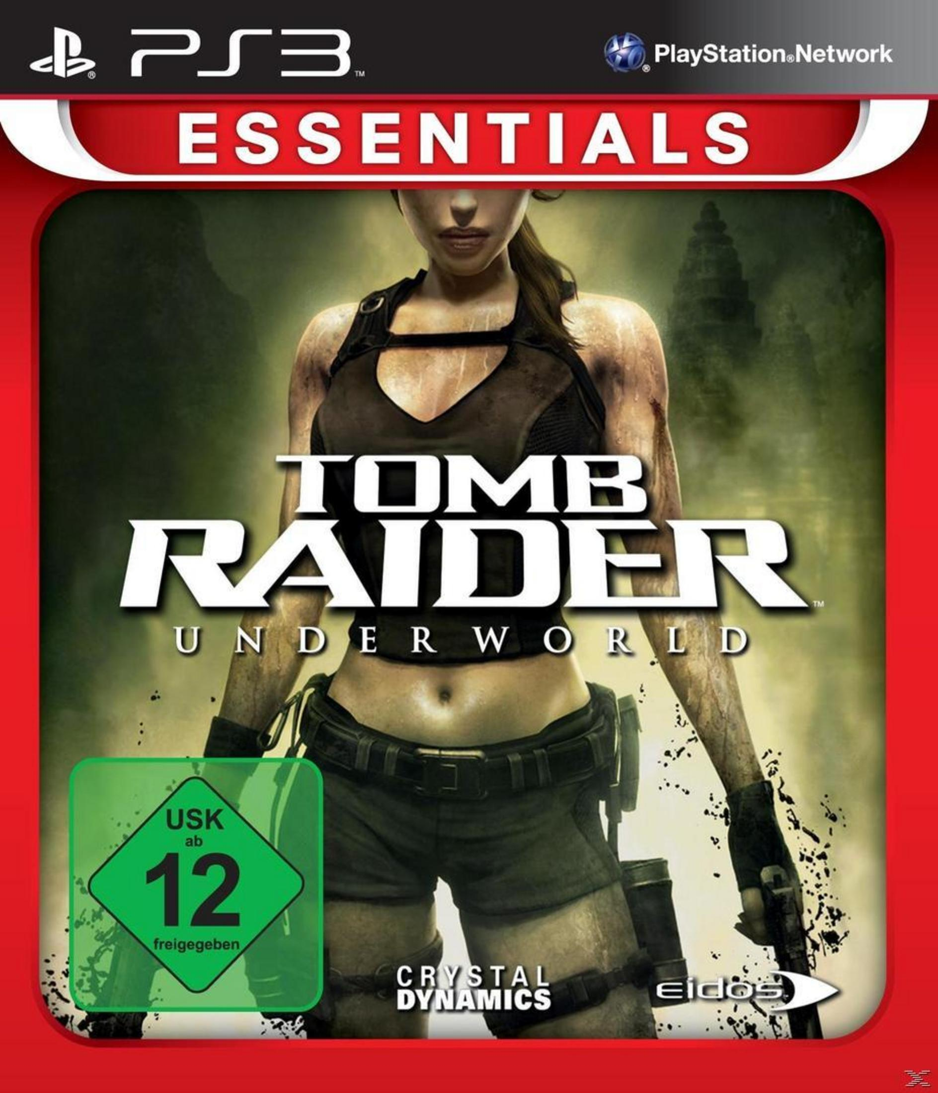 Spielcover: Eine Frau mit einer Waffe, Tomb Raider Logo und eine grüne Bewertung.
