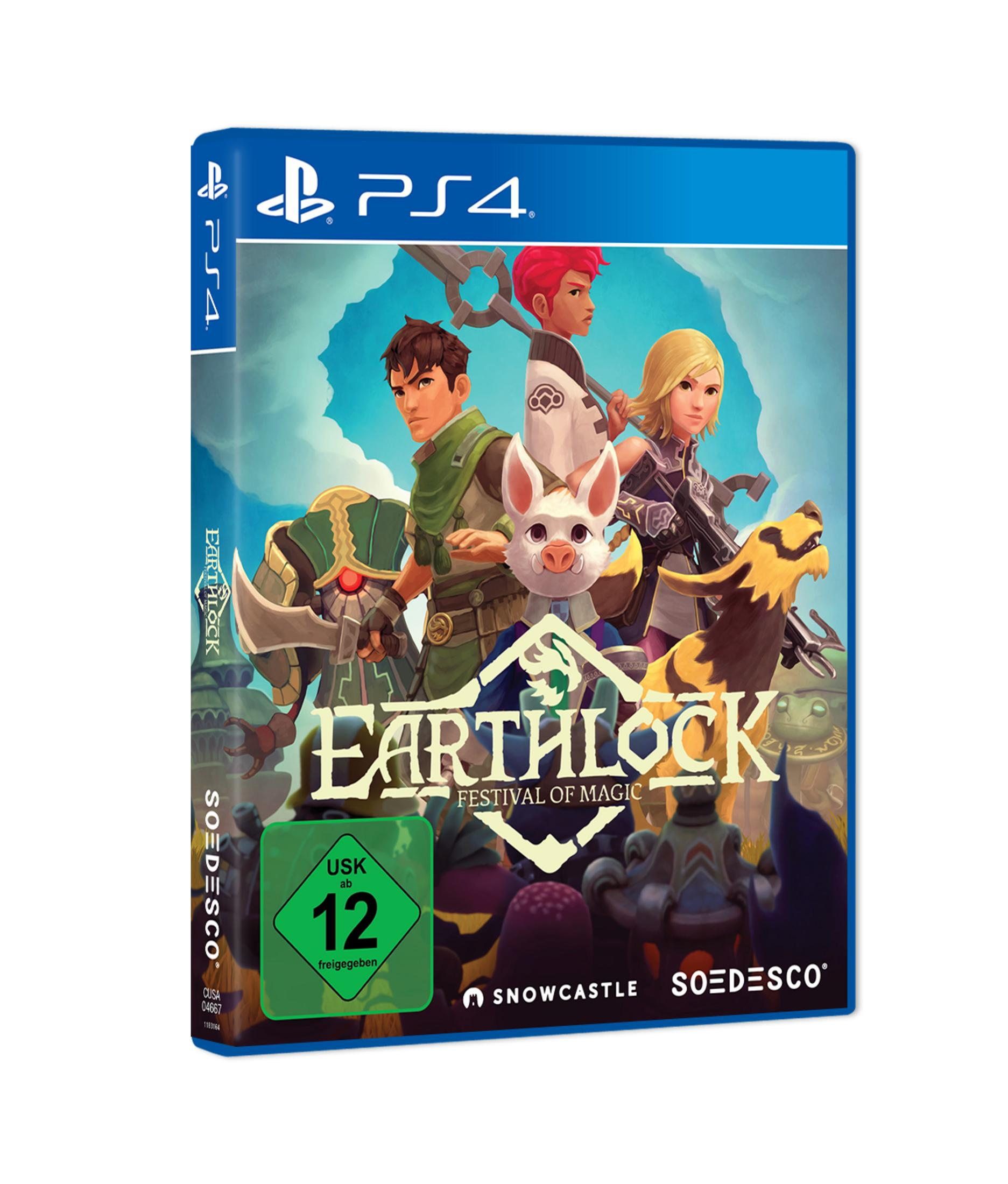 Okładka gry: Postacie z kreskówek w scenerii fantasy. Tekst: 'Earthlock Festival of Magic'.